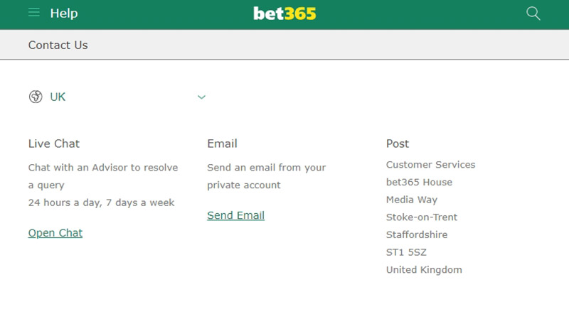 bet 365 customer support