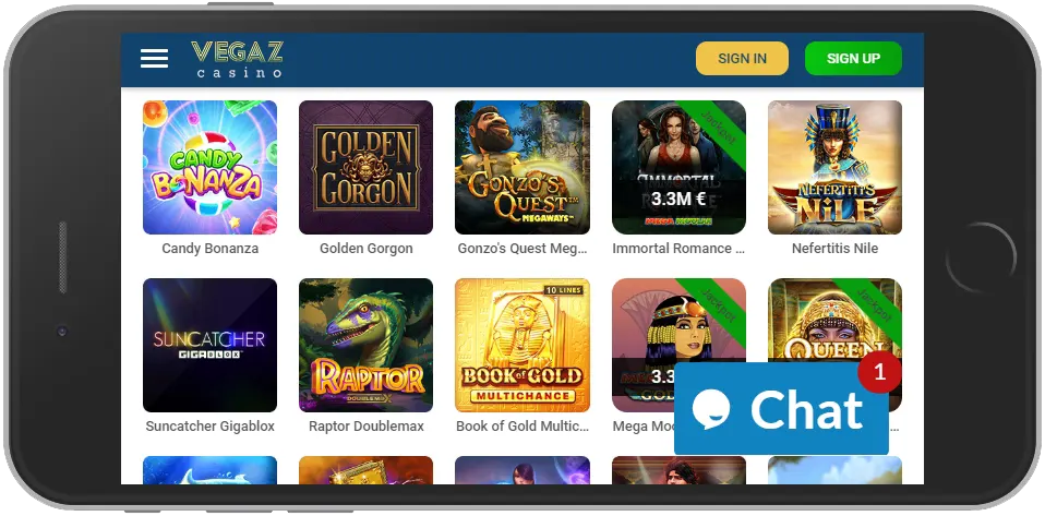 vegaz casino mobile