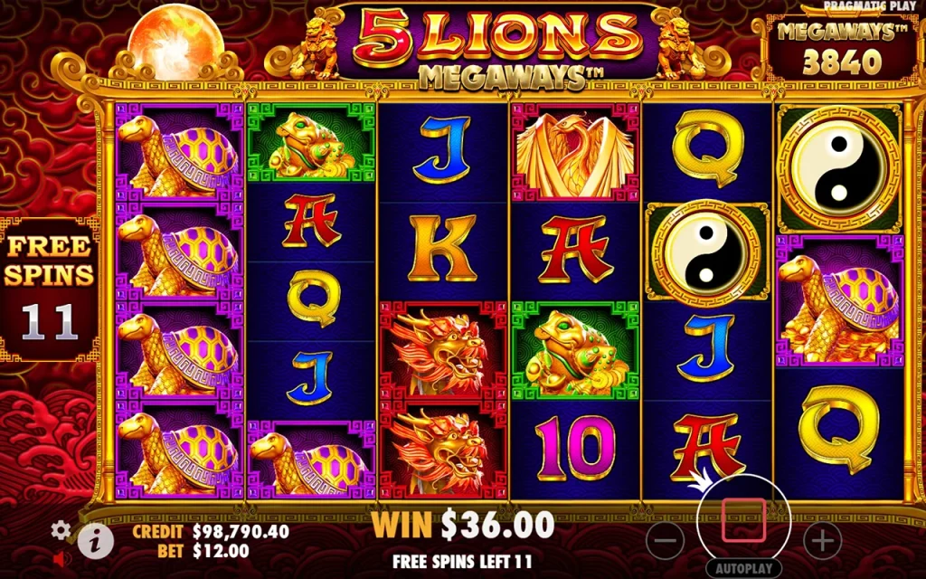 5 Lions Megaways Free Spins